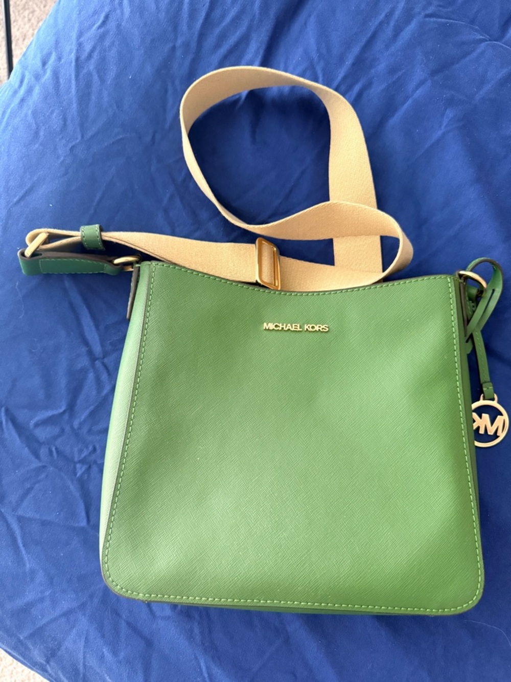 NEW - NWT! Michael Kors Green Crossbody Bag with Beige Strap